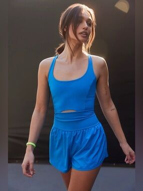 Free People Movement Righteous Runsie Romper Blue NWT Size Medium